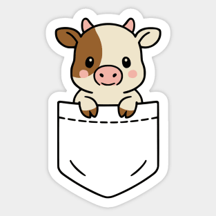Cute Baby Cow Pocket Pal Calf Funny Cow Farm Animal Sticker